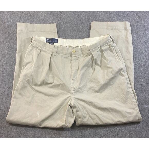 Vintage Polo Ralph Lauren Pants Mens Size 36 x 30 Tan Chino Preppy Andrew Pant